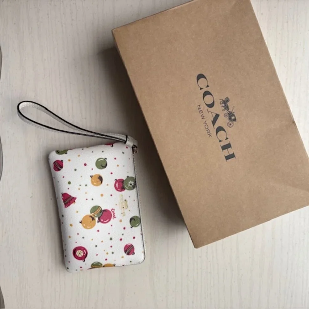 COACH Corner Zip Wristlet with Ornaments Wallet